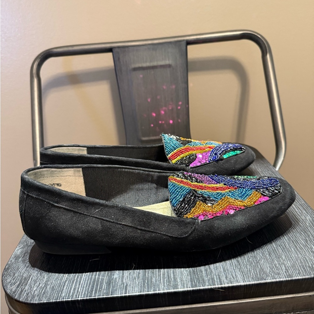 Beverly Feldman Vintage Frankie and Baby Suede Multicolor Beaded Loafers - Picture 8 of 15